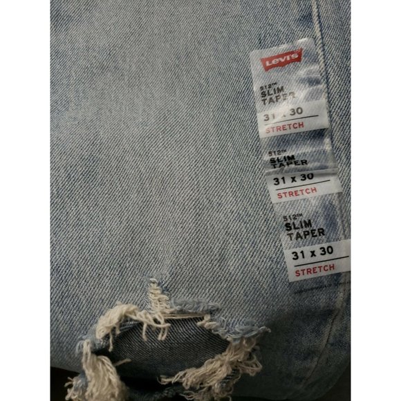 Levi's Mens 512 31W 30L Slim Taper Fit Distressed - Picture 4 of 7